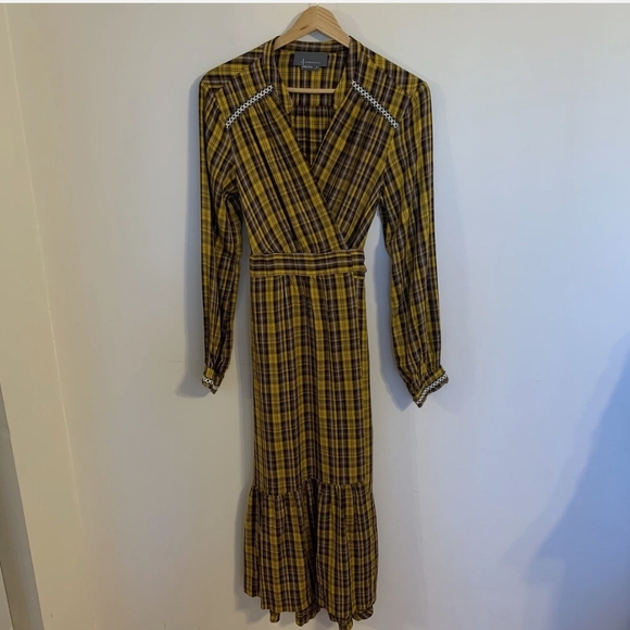 Anthropologie Yellow Plaid Long Sleeve Dress - Picture 4 of 9